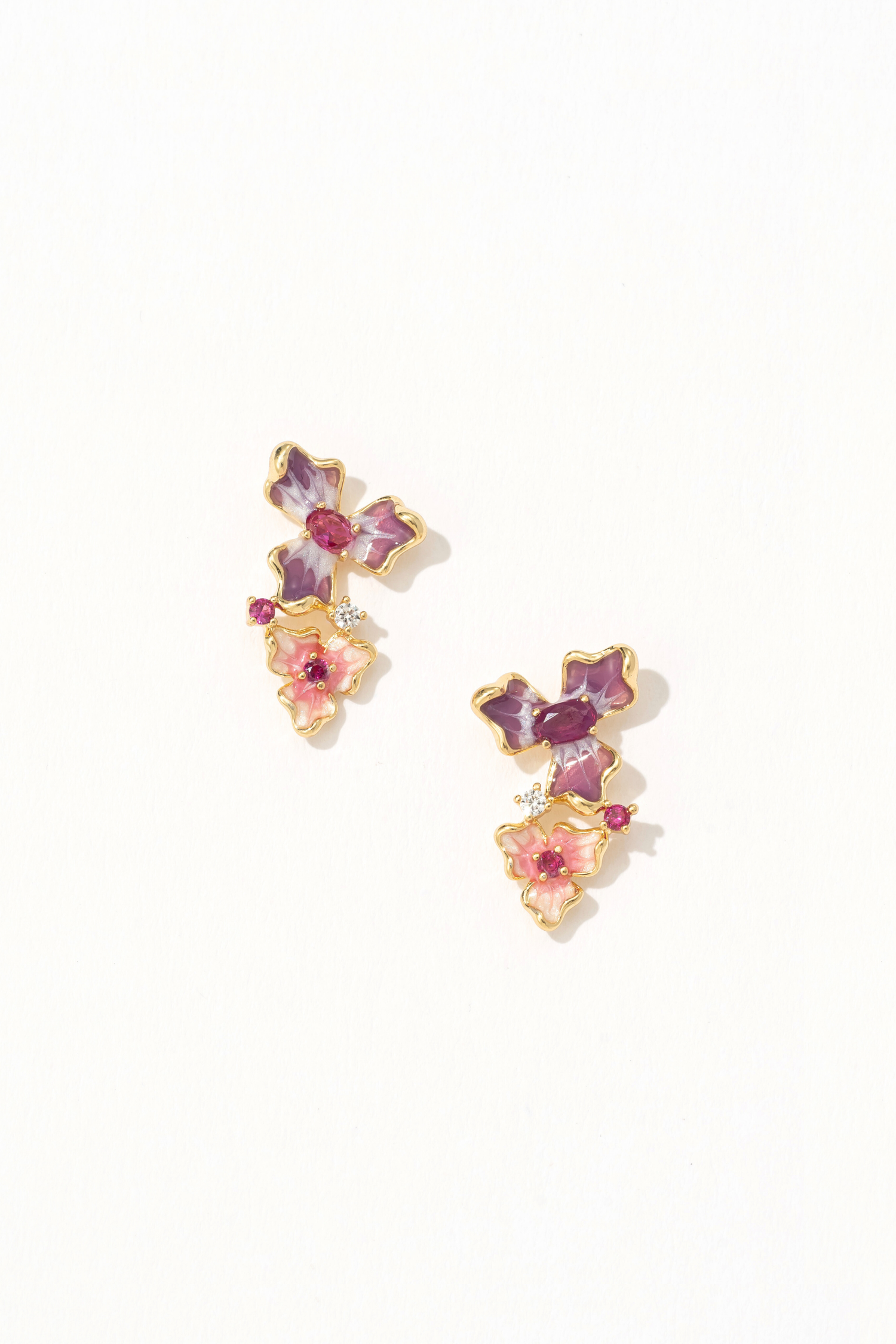 Lavender Blossom Enamel Stud Earrings