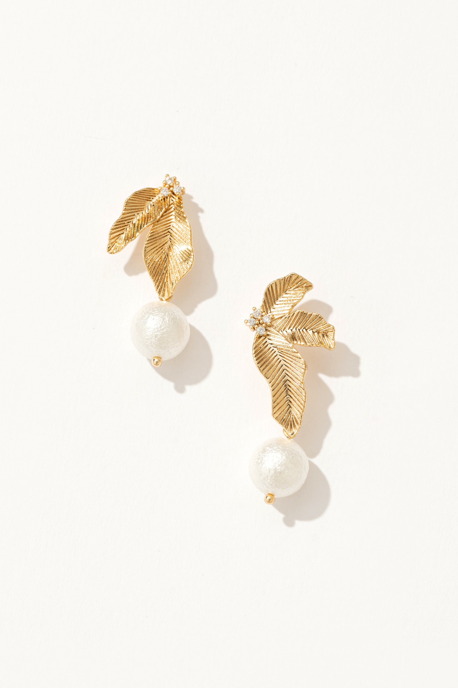 Leafy Pearl Drop Earrings