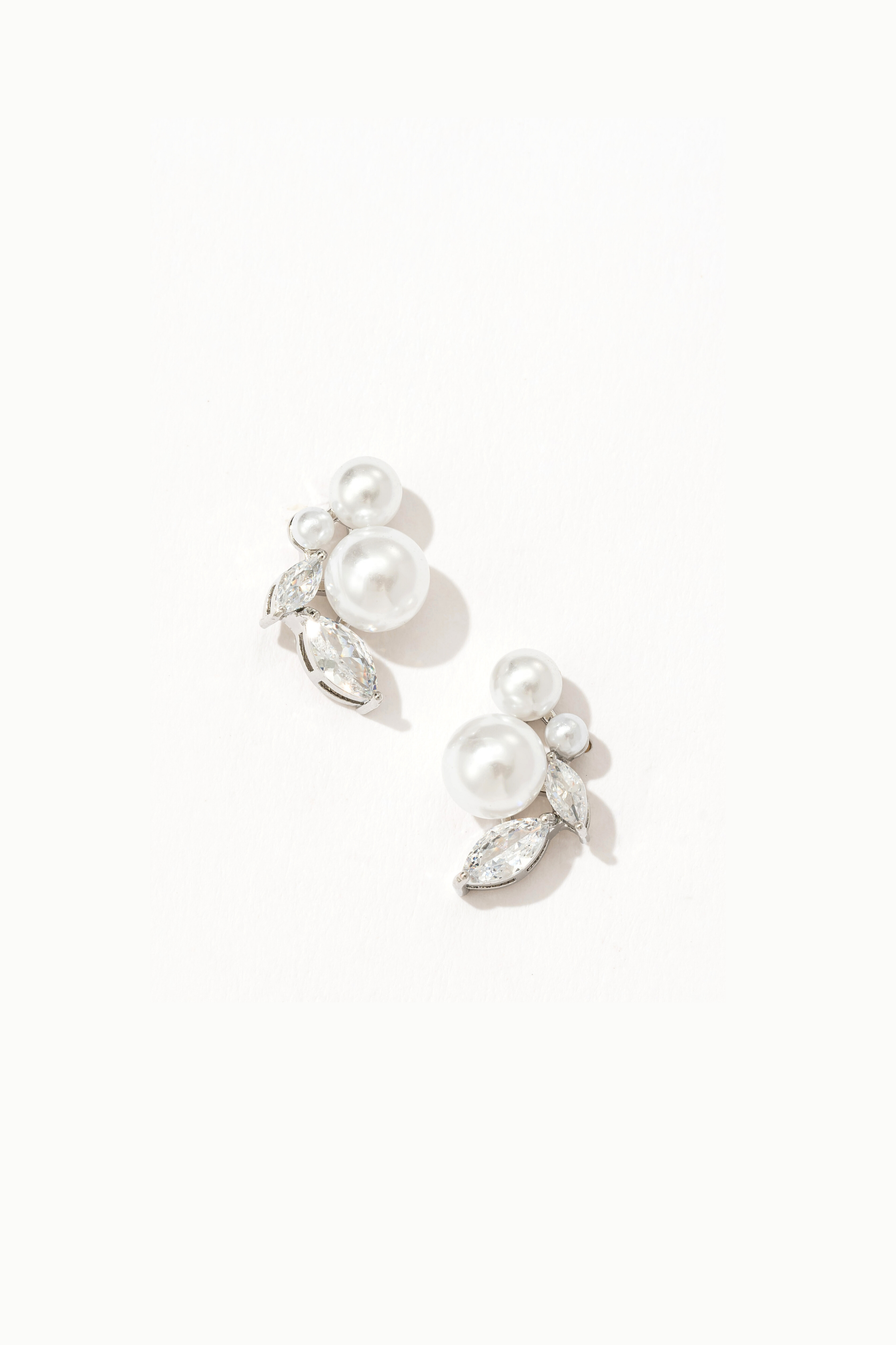 Lustrous Leaf Pearl Stud Earrings