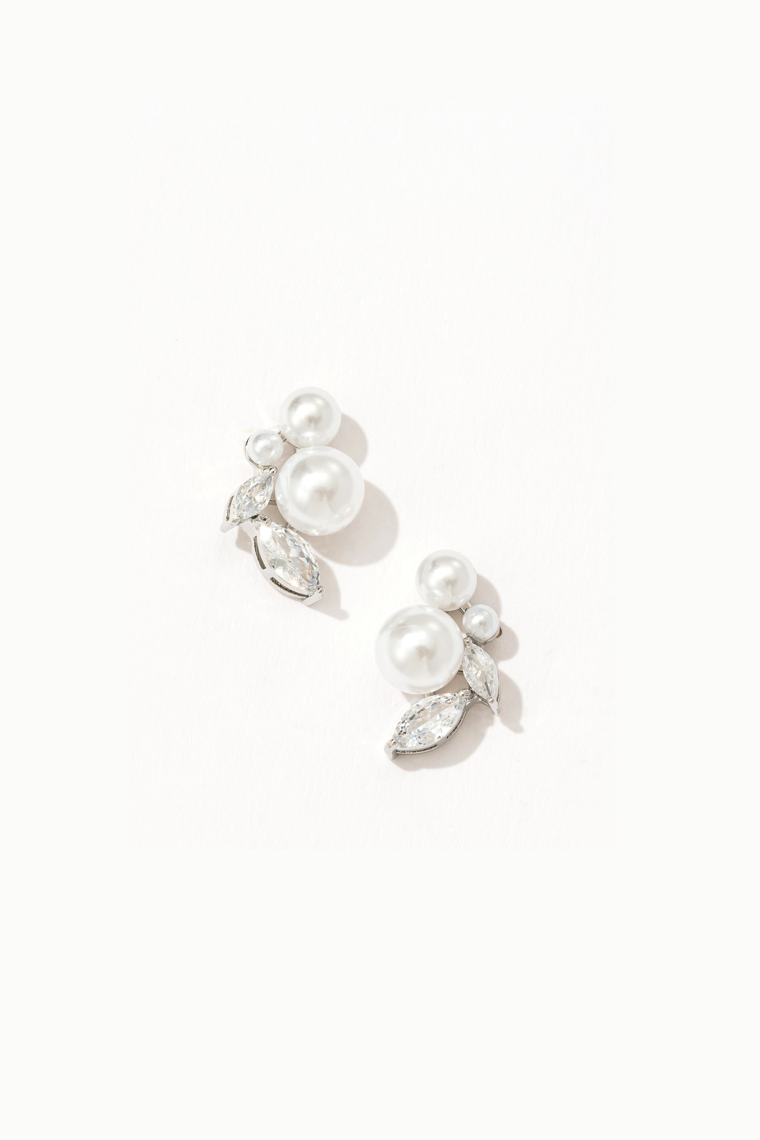 Lustrous Leaf Pearl Stud Earrings