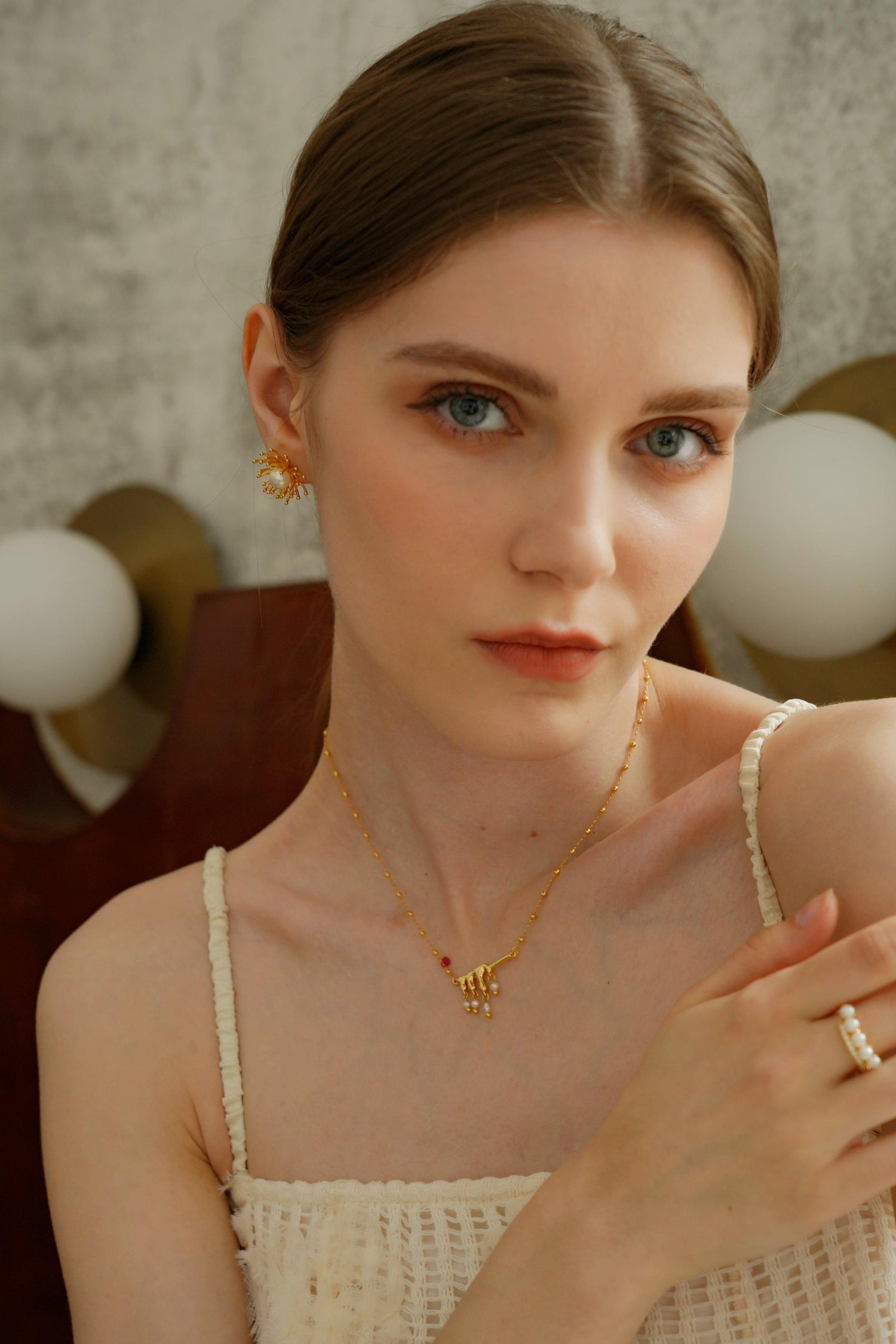 Lyssandra 18k Gold with Pearl Drop Necklace - Artsory