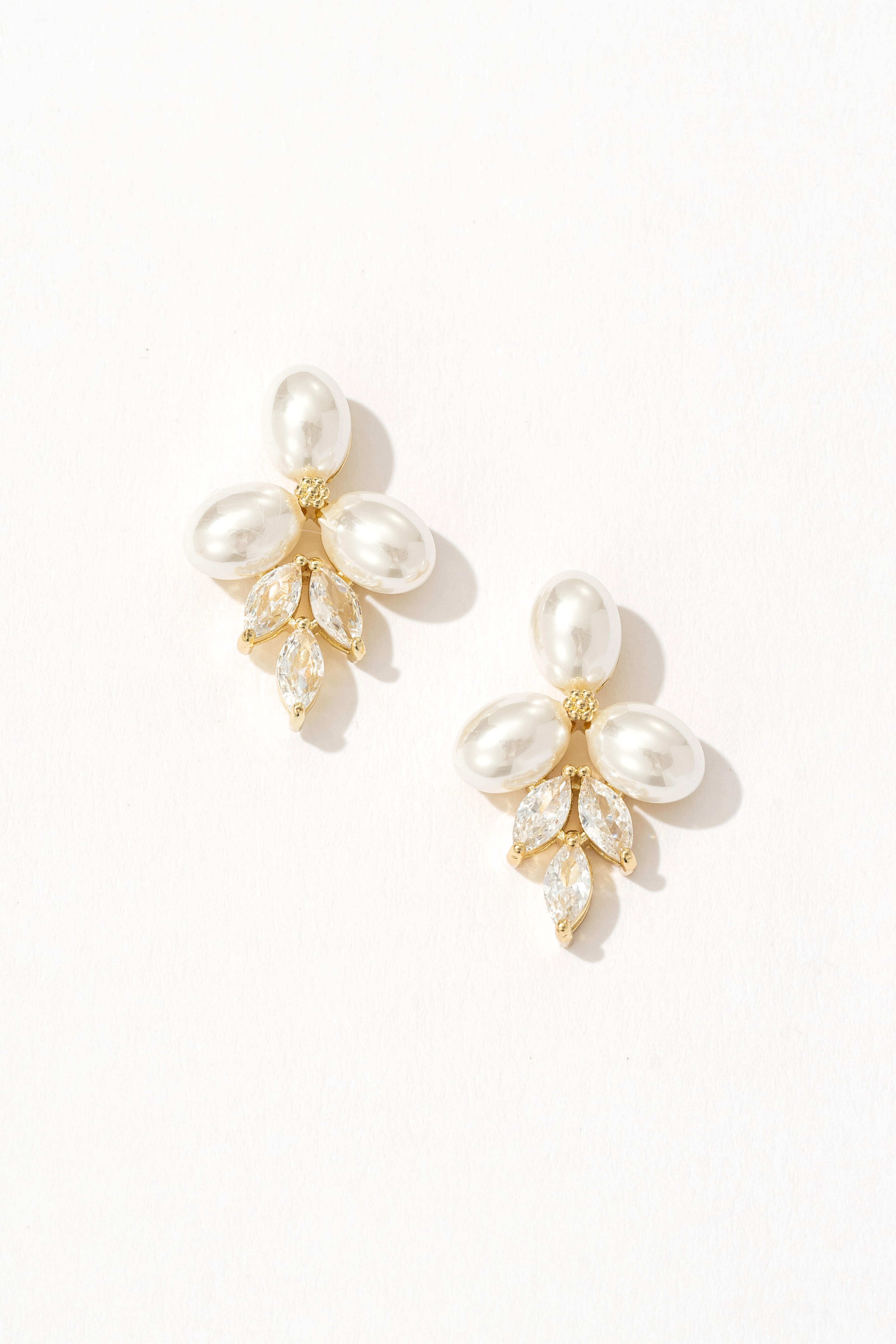 Mirabella Silver Pearl Drop Earrings Gold