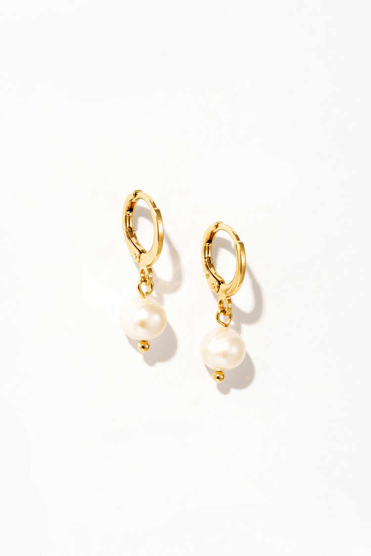 Pearl Drop Huggie Earrings