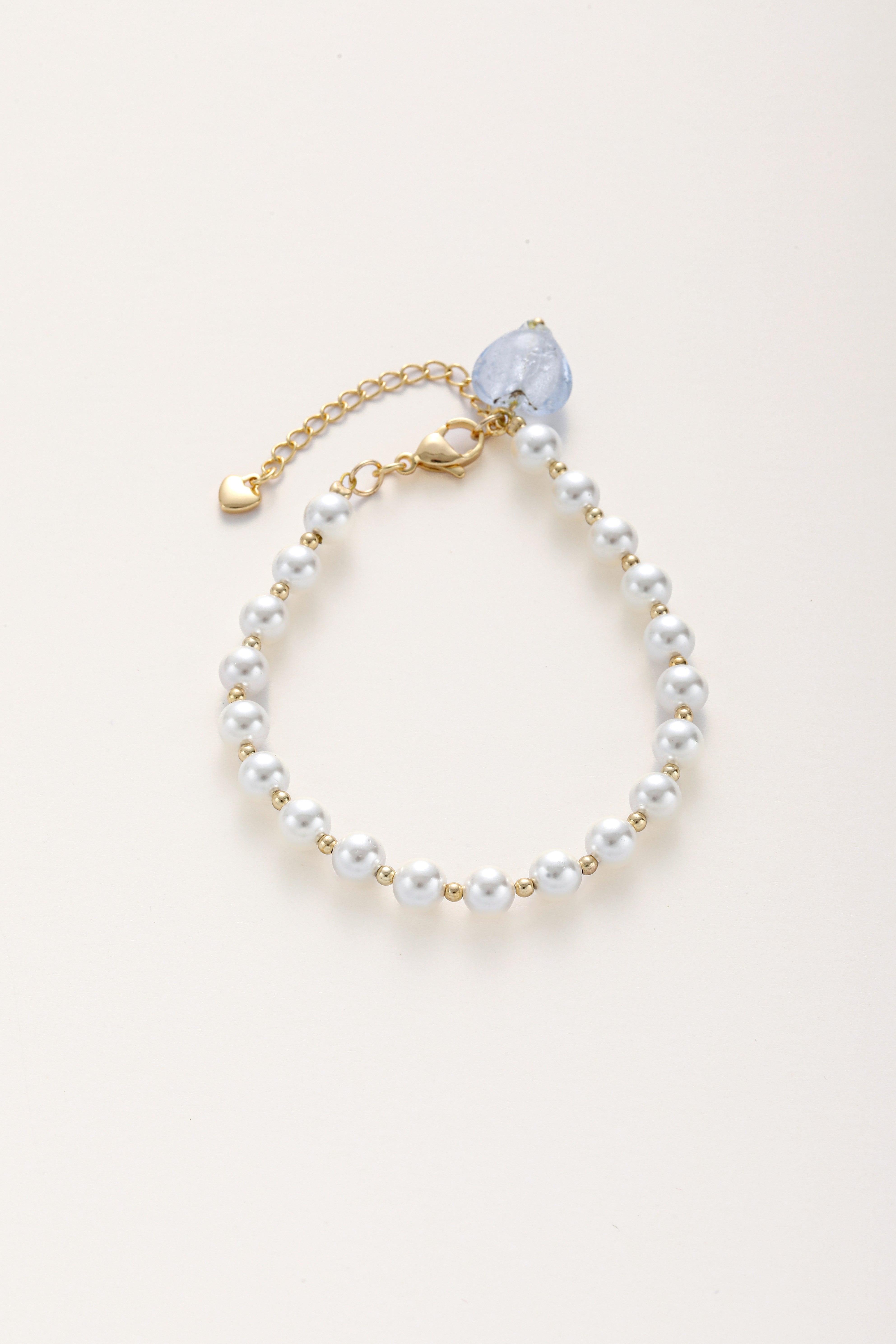 Pearl Radiance with Heart Glaze Bracelet - Artsory