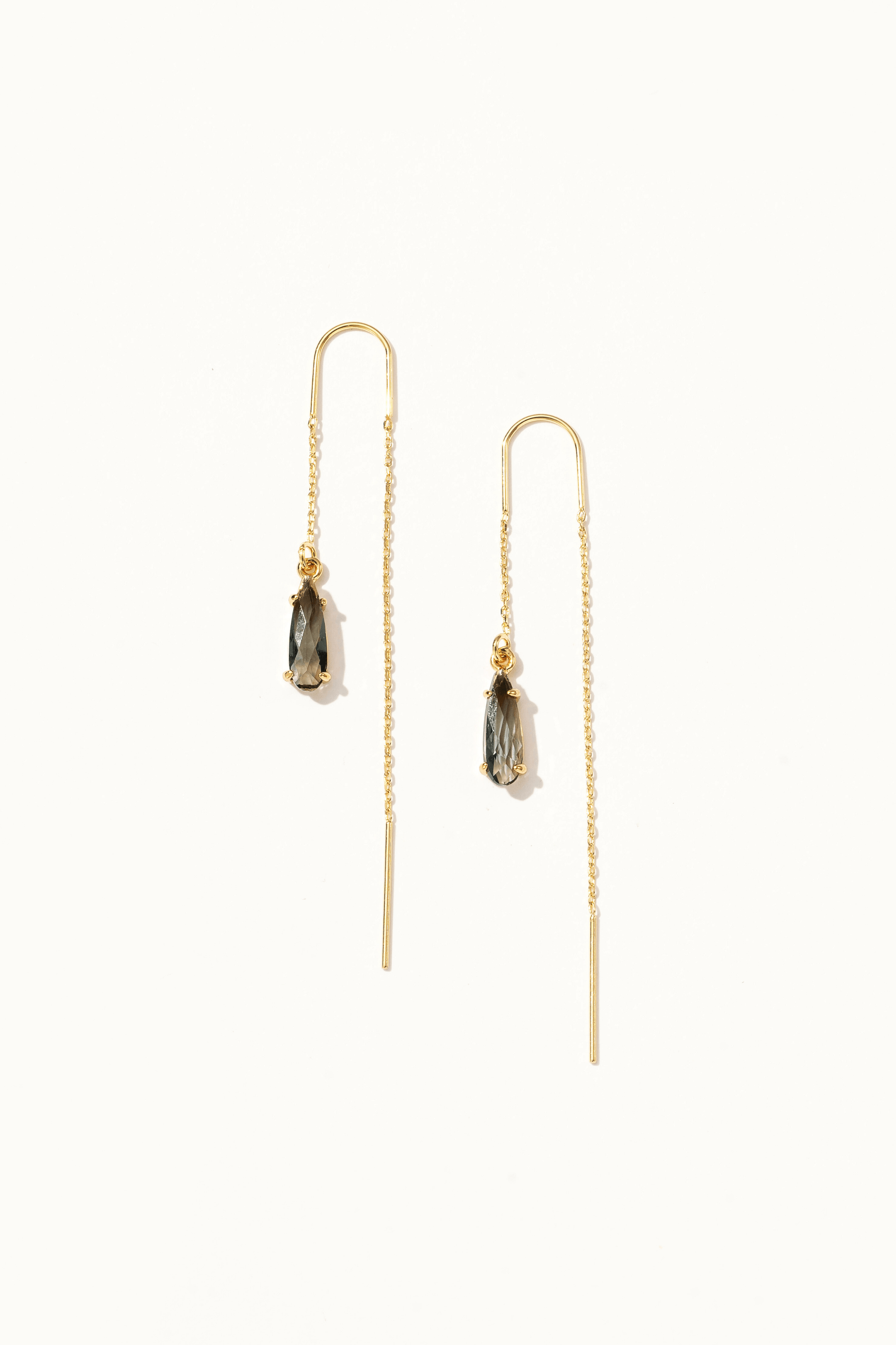 Priya Crystal Threader Earrings Grey - Artsory