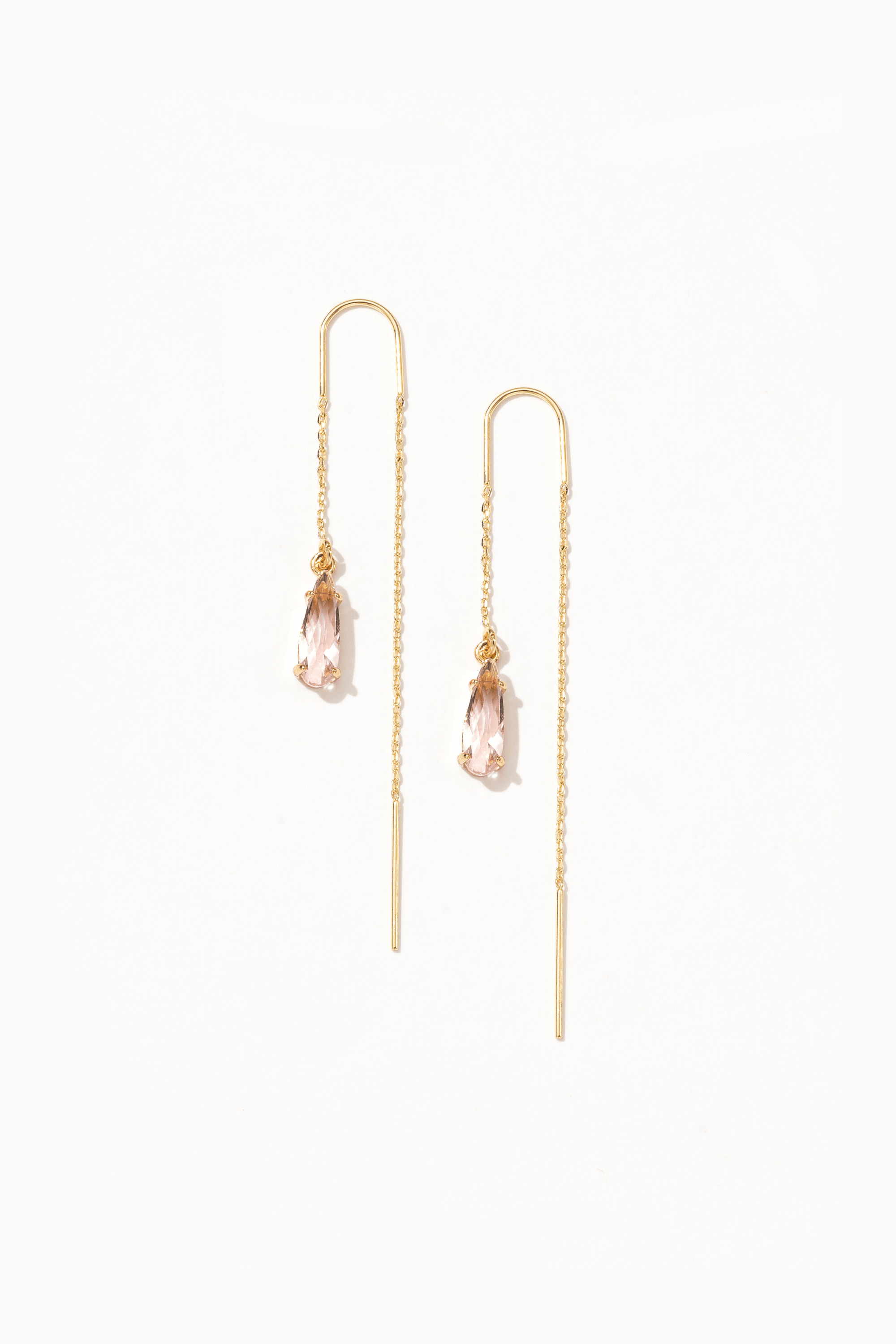 Priya Crystal Threader Earrings Pink - Artsory