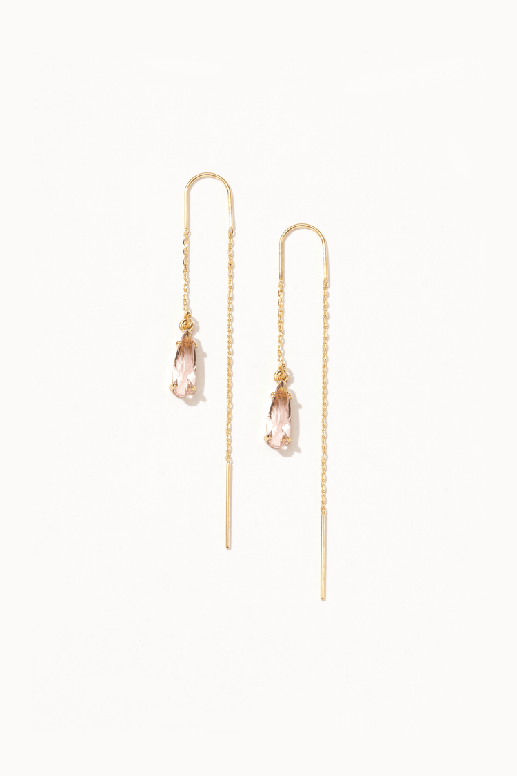 Priya Crystal Threader Earrings Pink