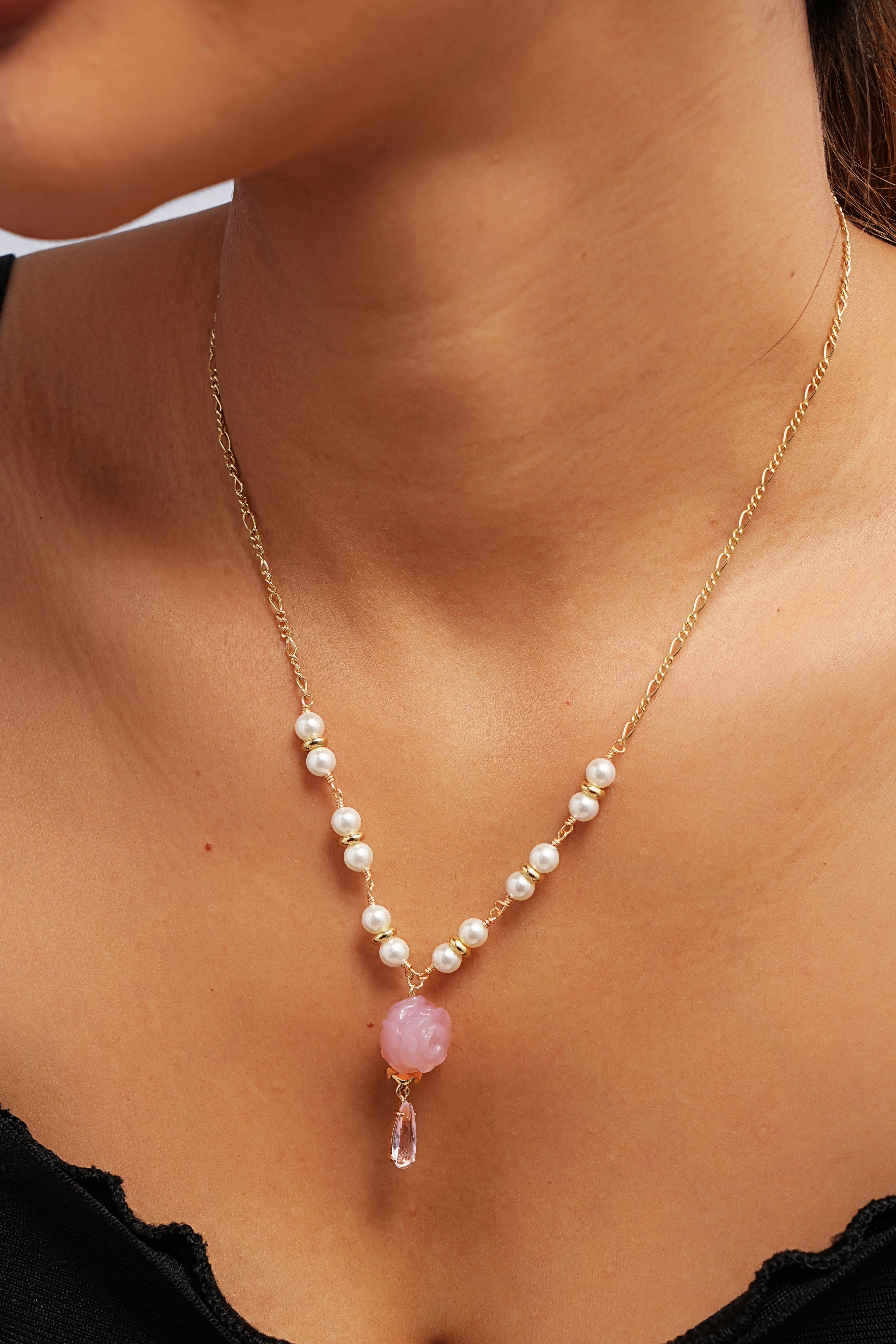 Rosy Agate Drop Necklace - Artsory