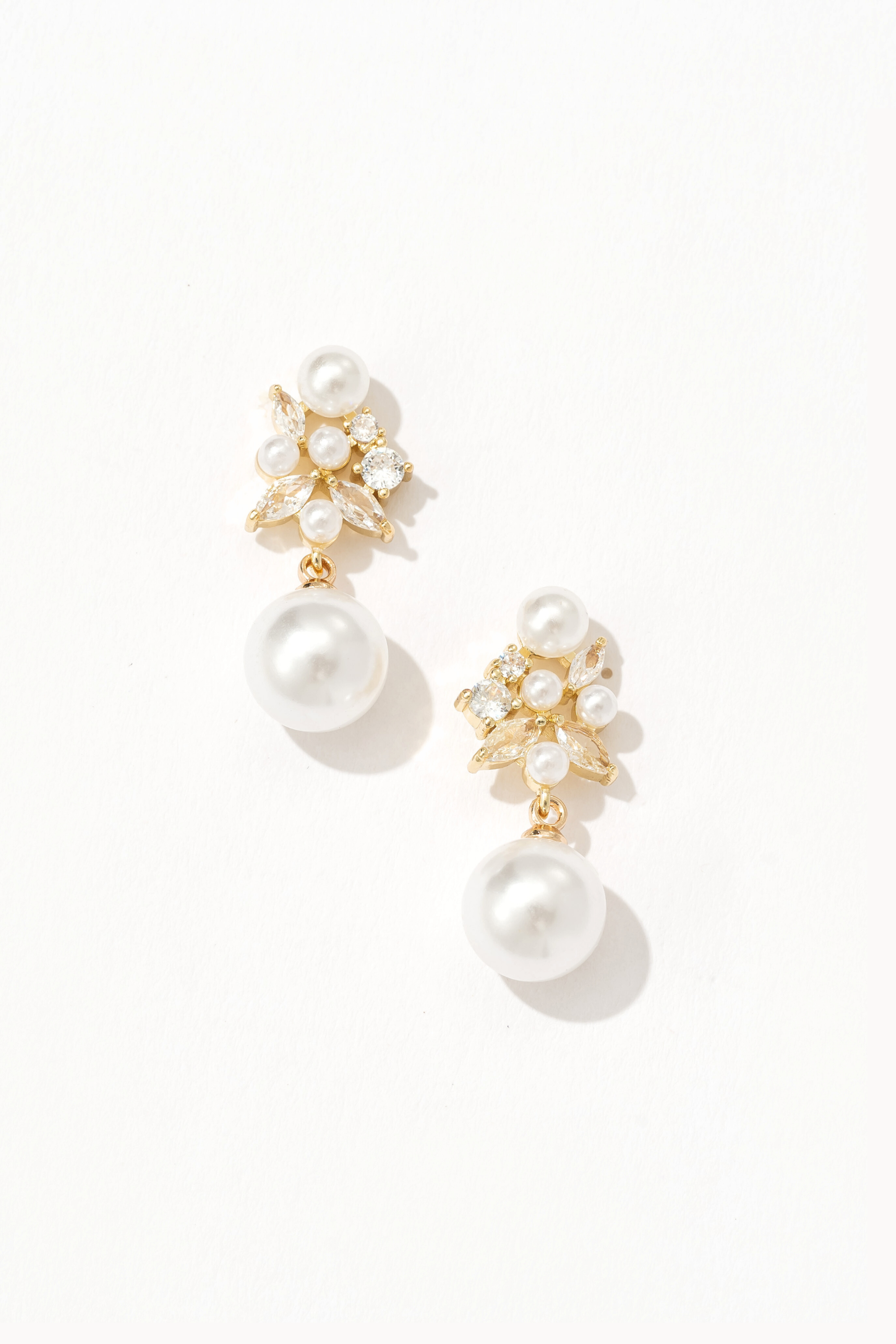 Starlit Grace Pearl Drop Earrings Gold