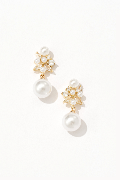 Starlit Grace Pearl Drop Earrings Gold