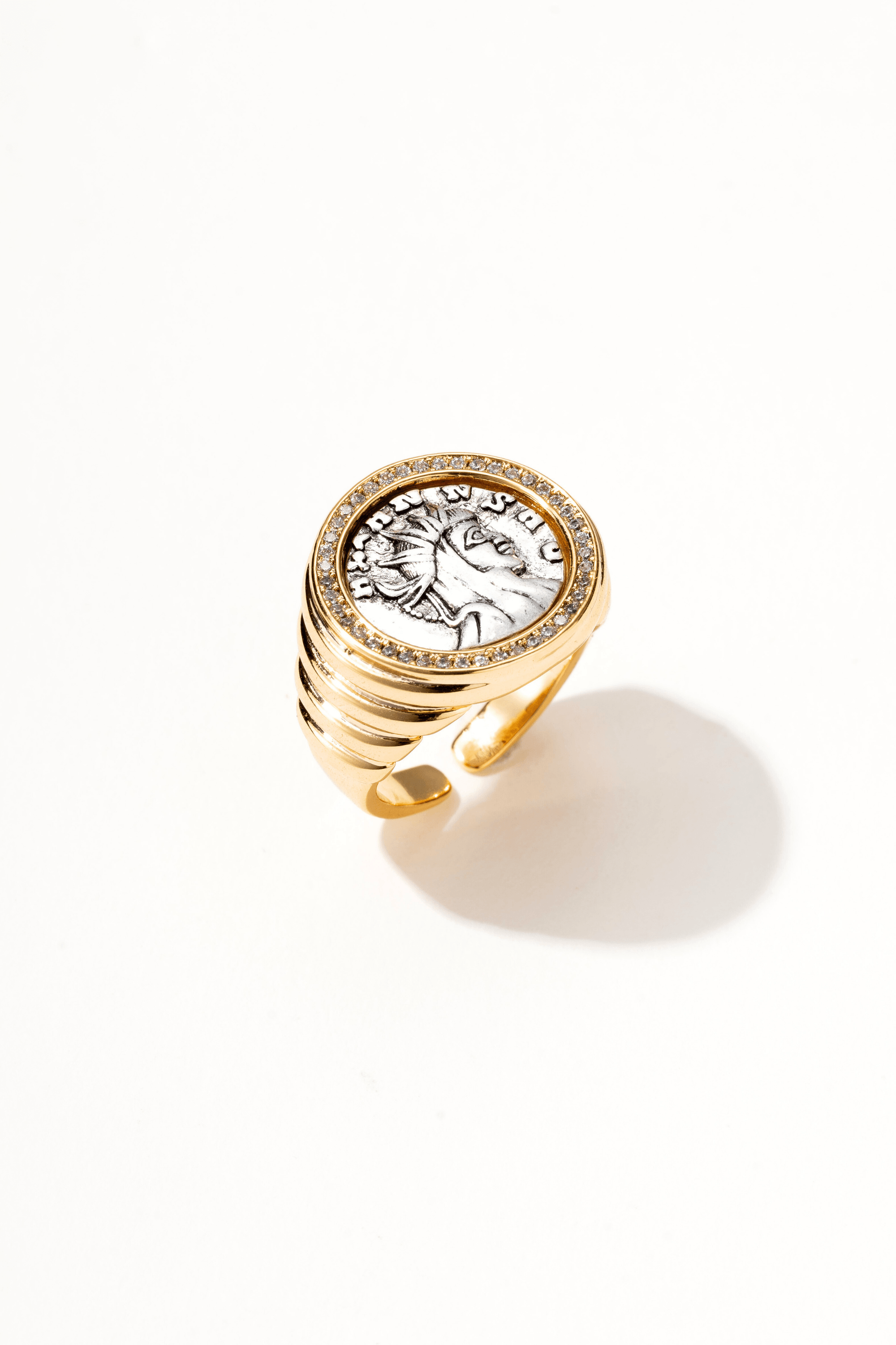 Thaddeus Vintage Inspired Gold Adjustable Ring - Artsory