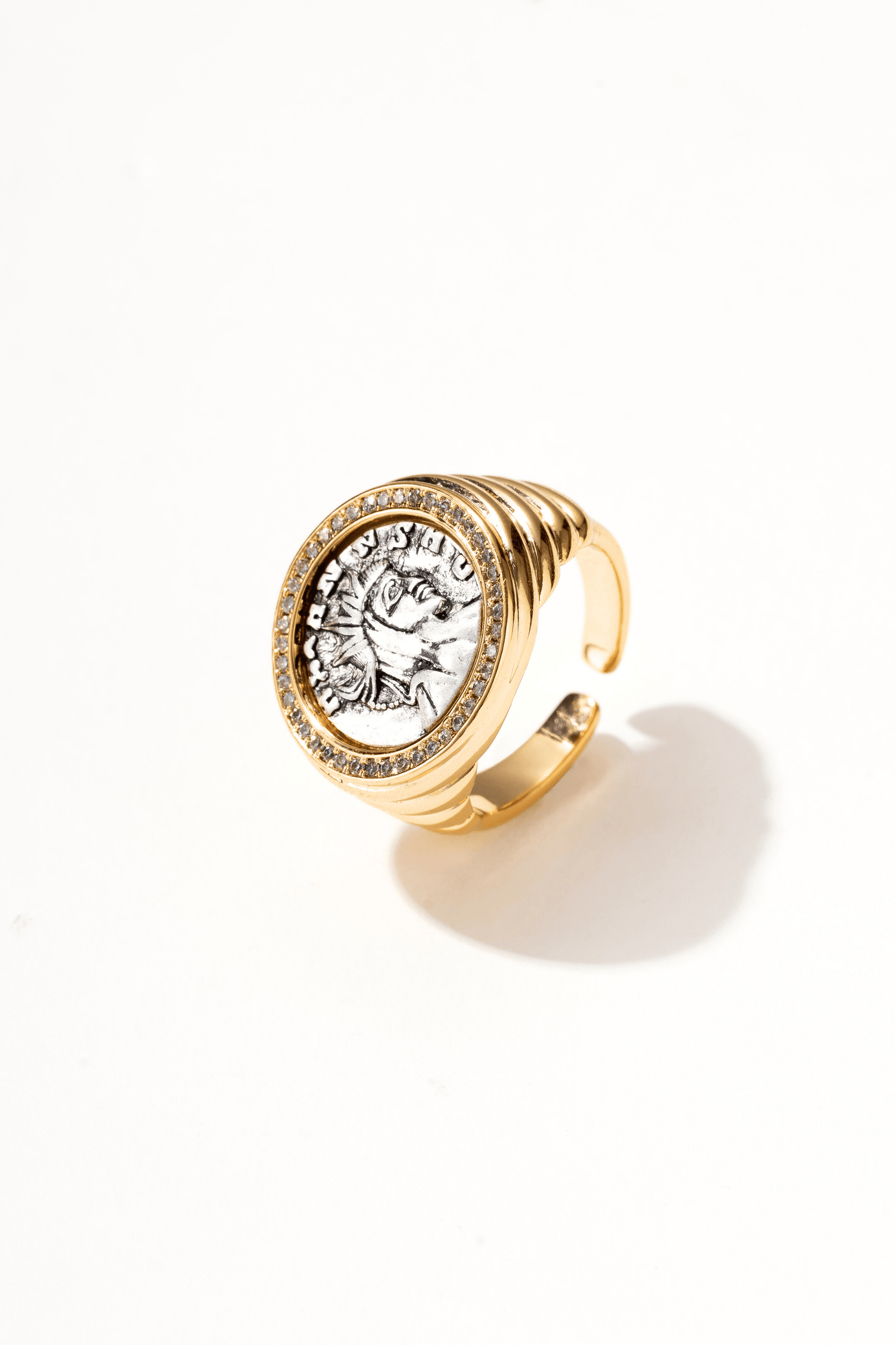 Thaddeus Vintage Inspired Gold Adjustable Ring - Artsory