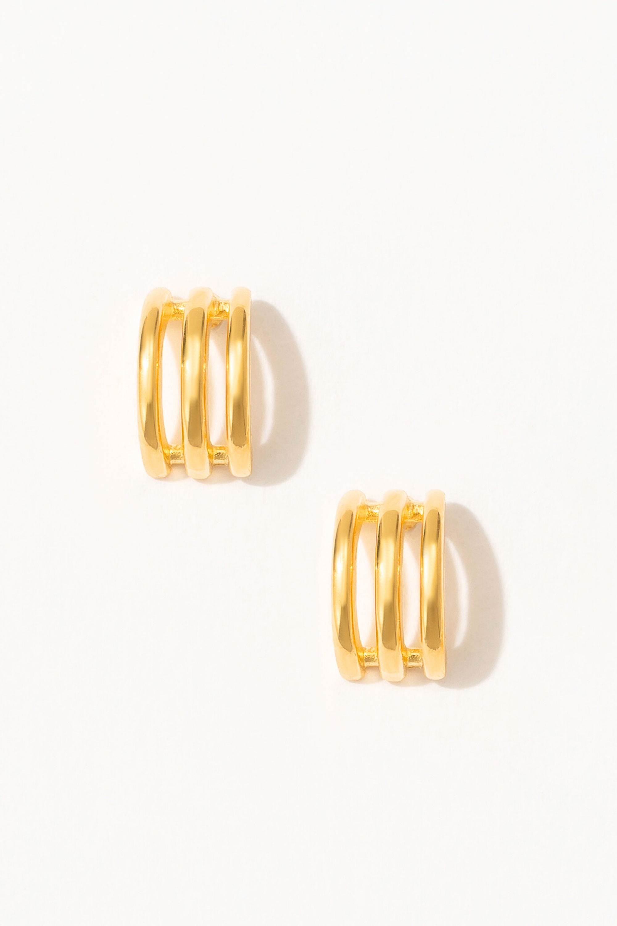 Three Tiered Huggie Earrings