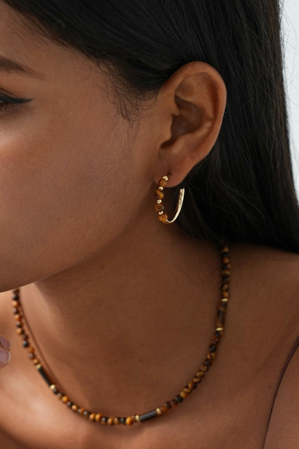 Tiger's Eye C-Hoop Earrings