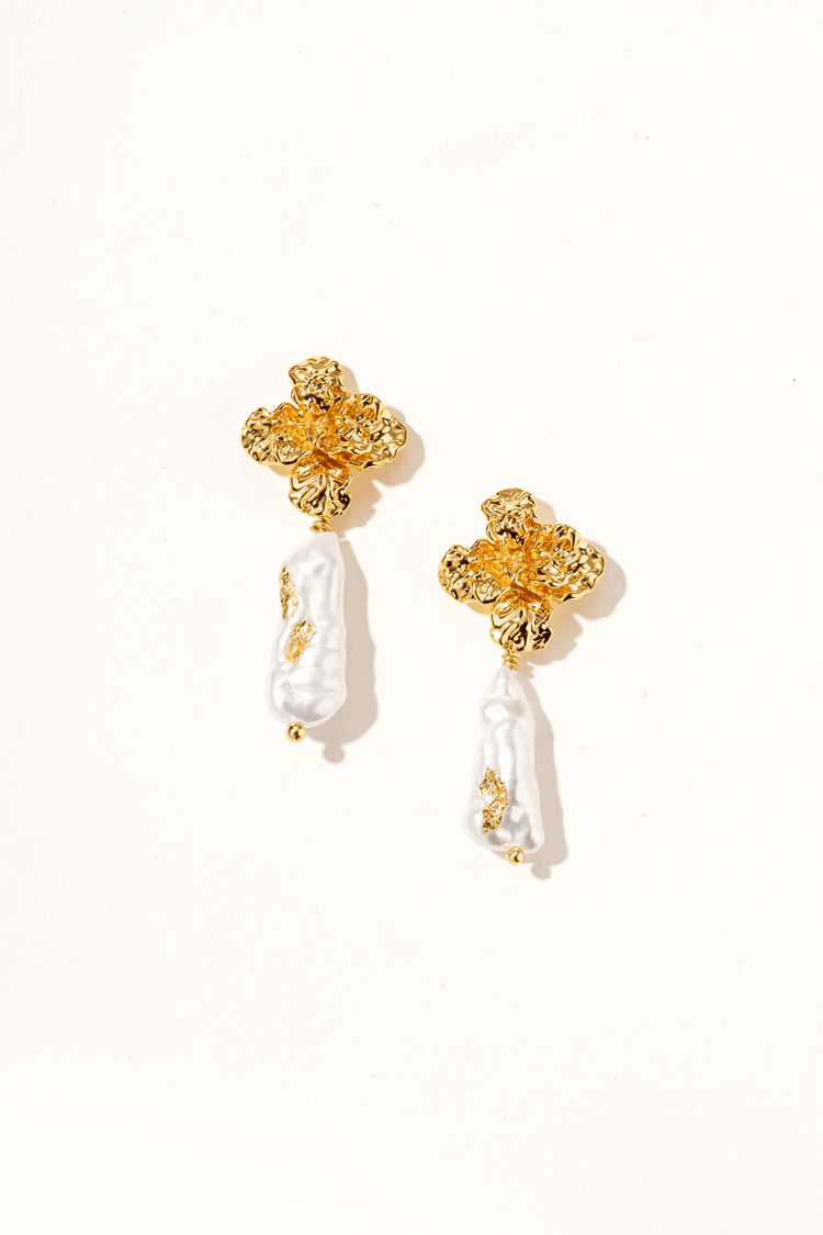 Zarae 18k Gold Pearl Drop Earrings