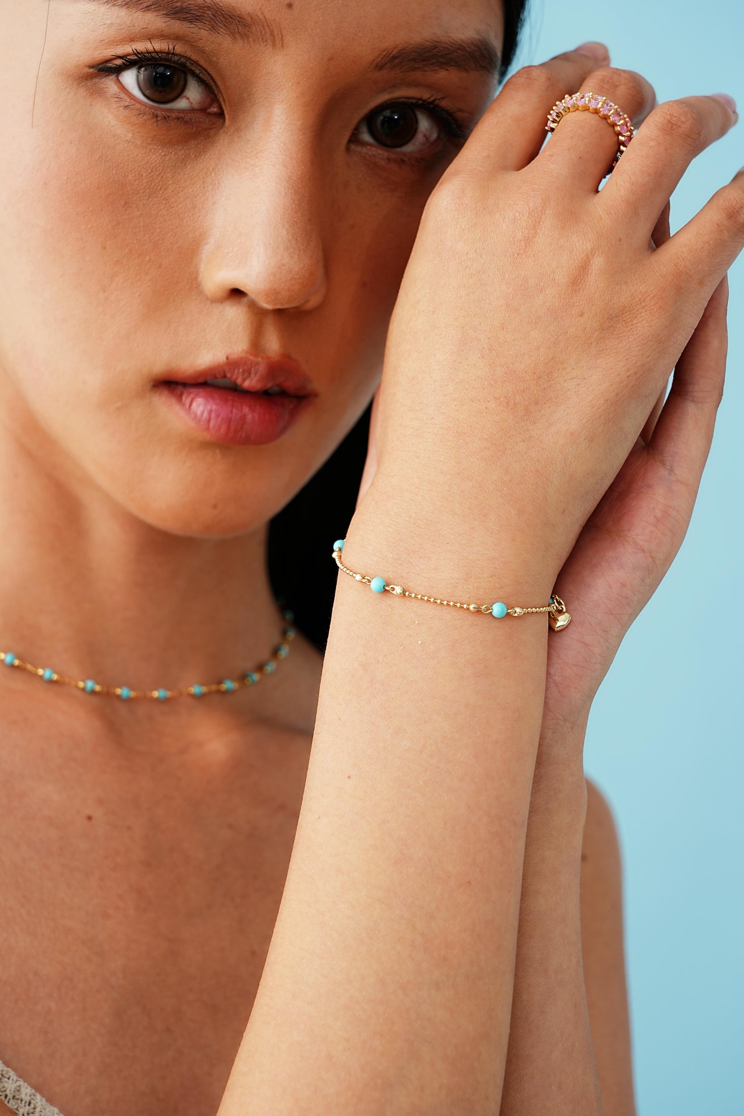 Turquoise Slim Chain Bracelet