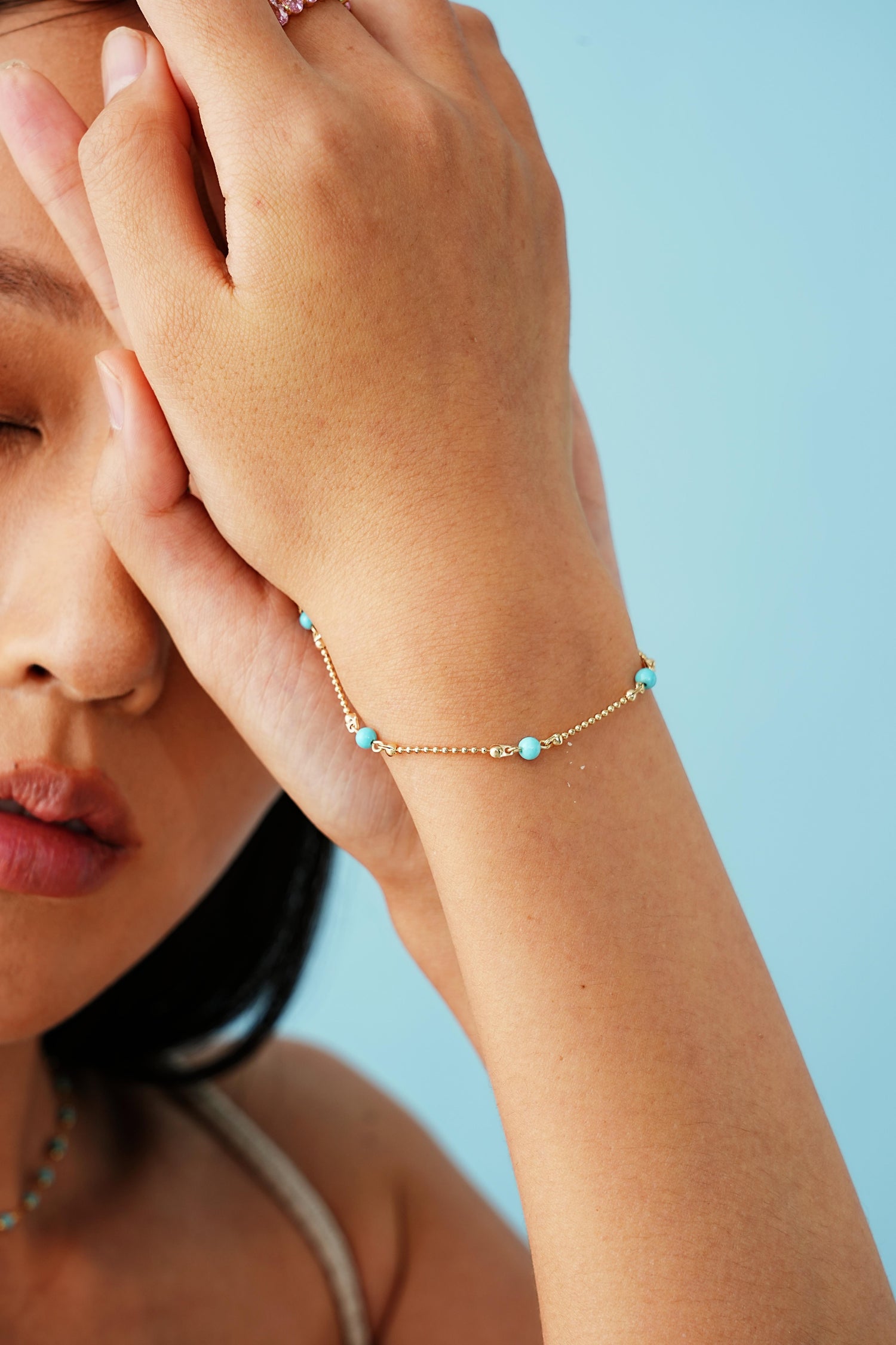 Turquoise Slim Chain Bracelet