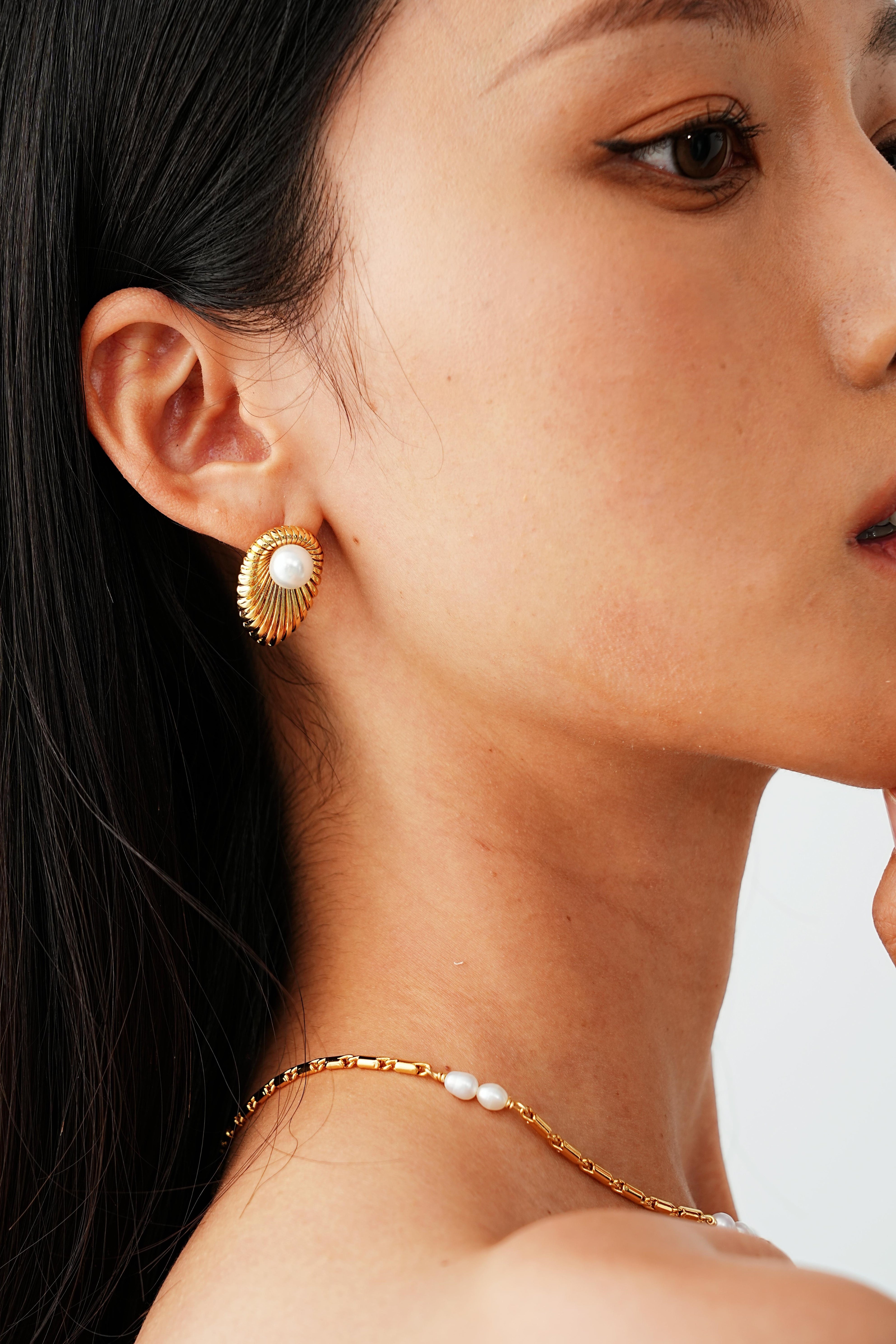 Saffron Pearl Stud Earrings