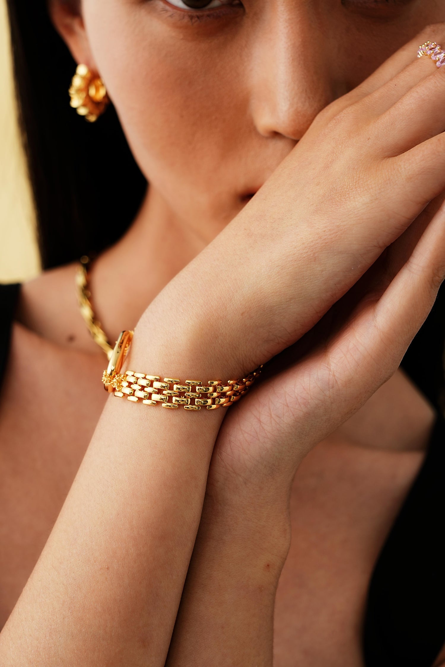 Tatiana Weaved Gold Chain Bracelet