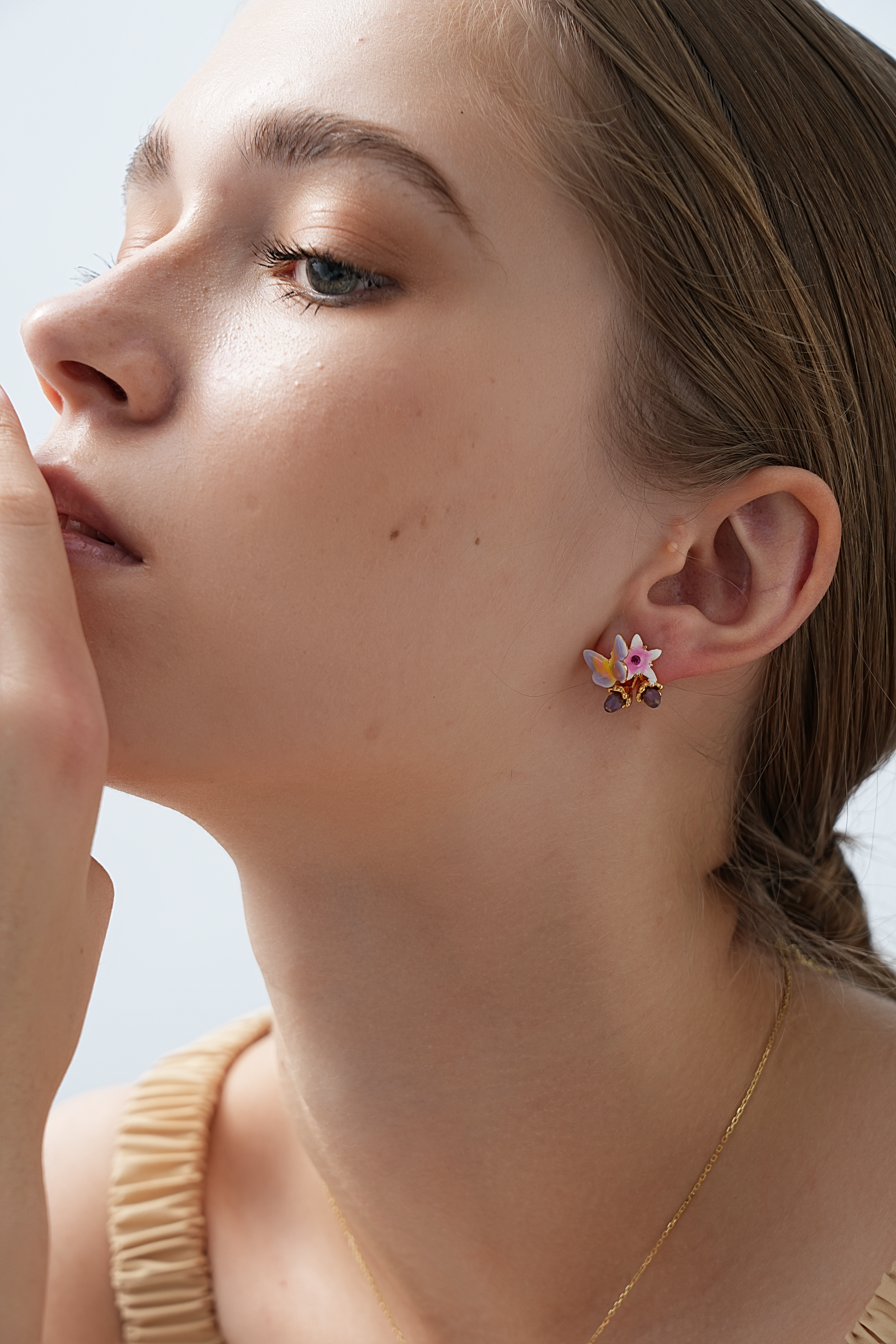 Plum Blossom Enamel Earrings