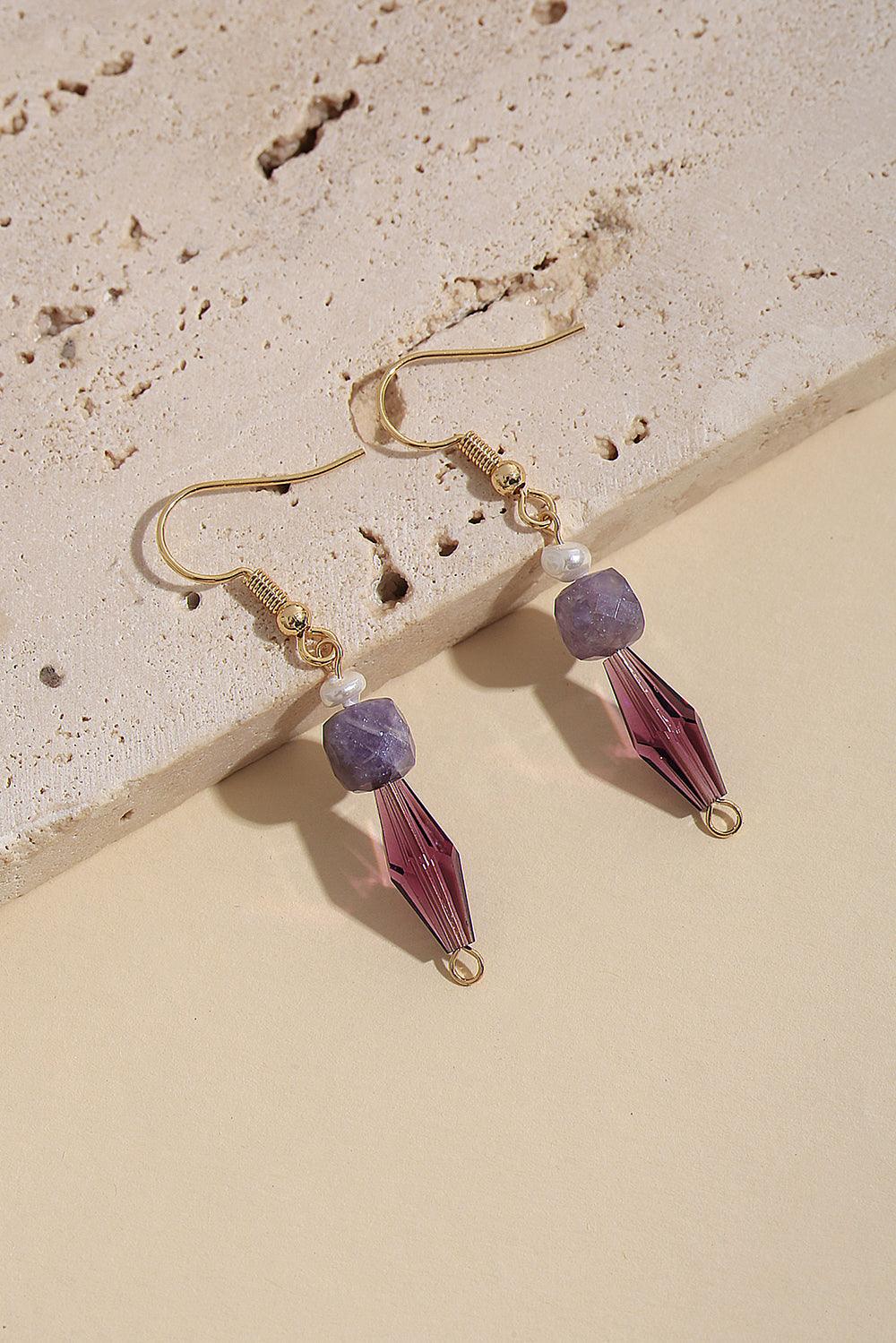 Aislinn Crystal Drop Lavender Earrings - Artsory