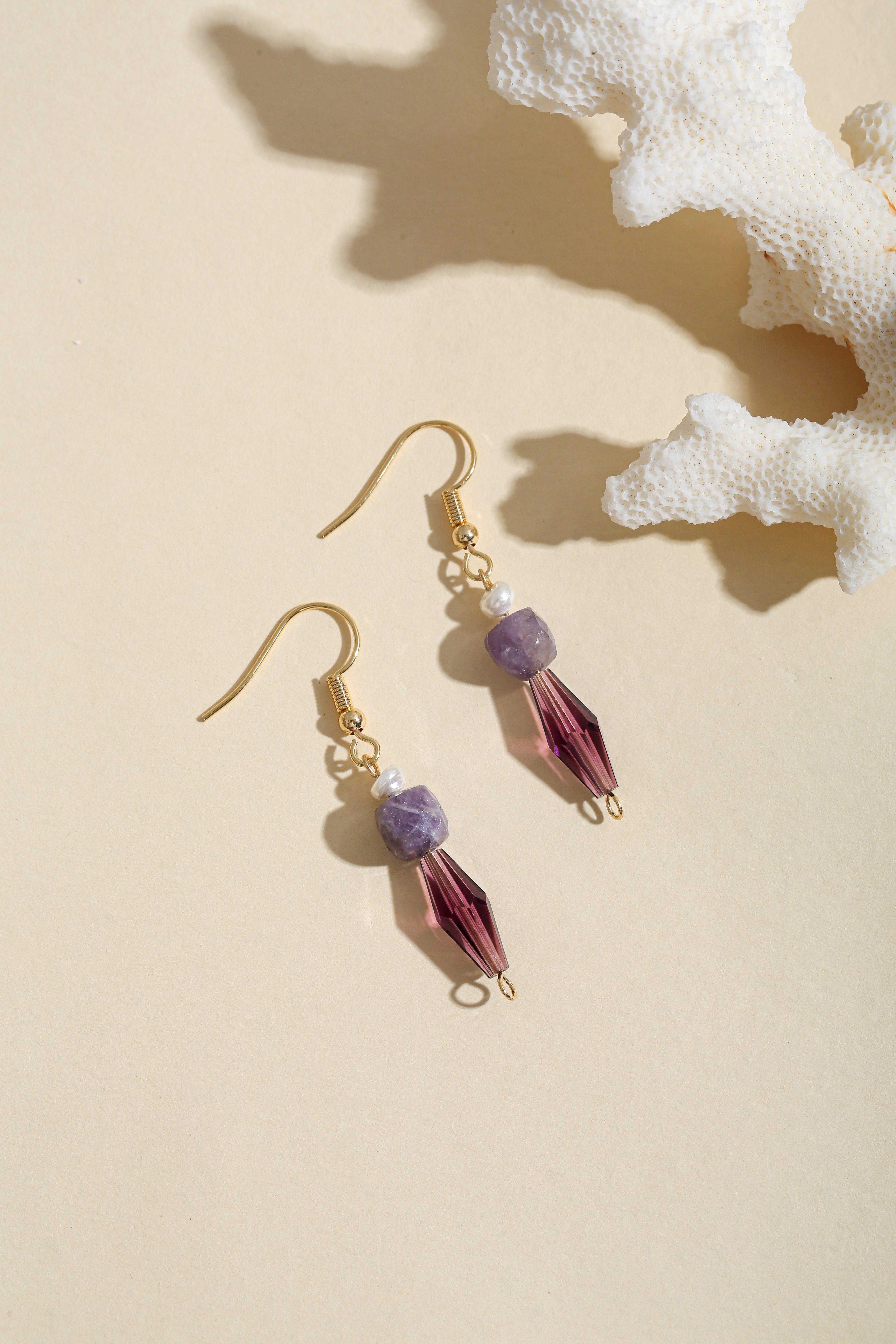 Aislinn Crystal Drop Lavender Earrings - Artsory