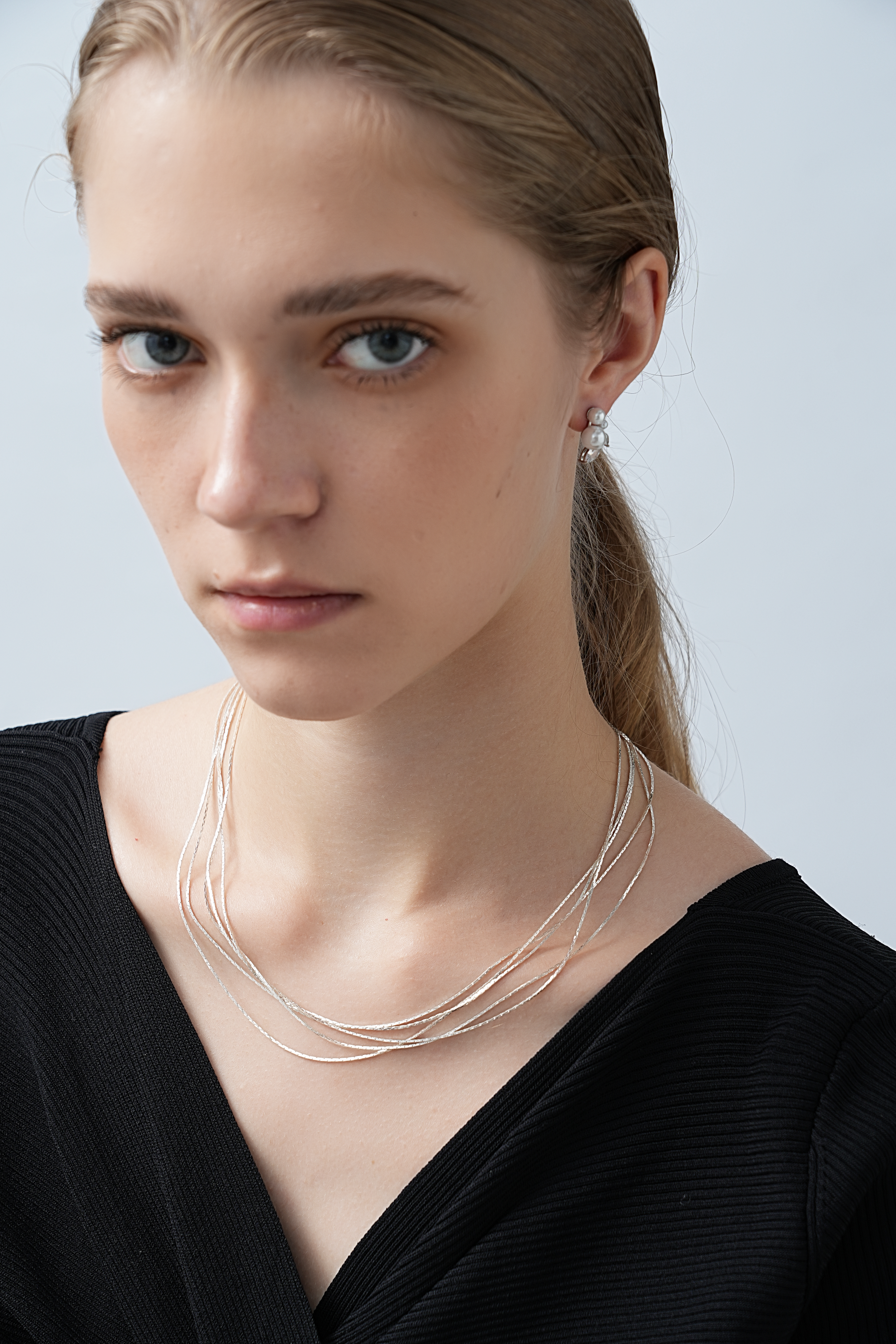 Silver Cascade Layered Necklace