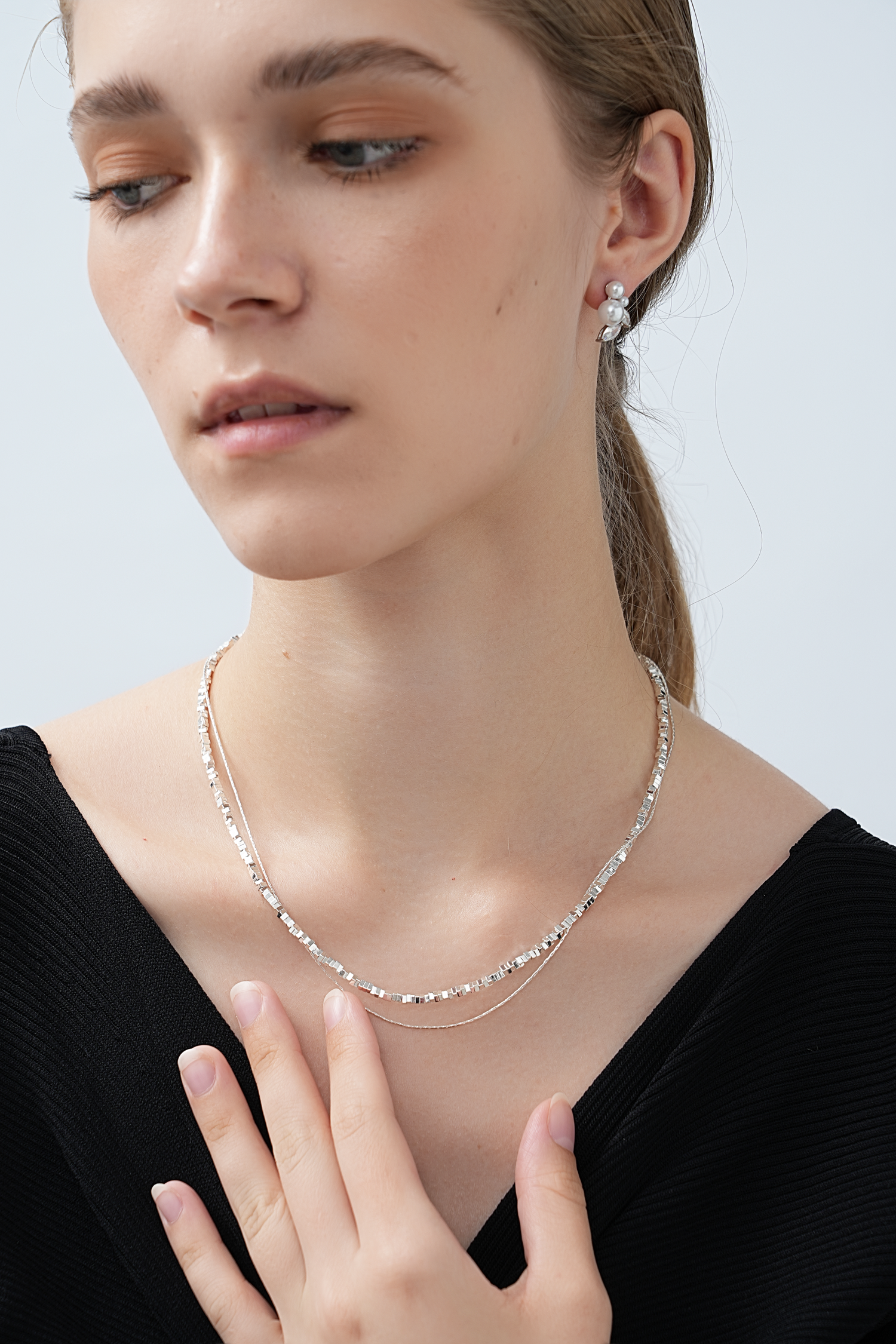 Silver Chain Layered Necklace