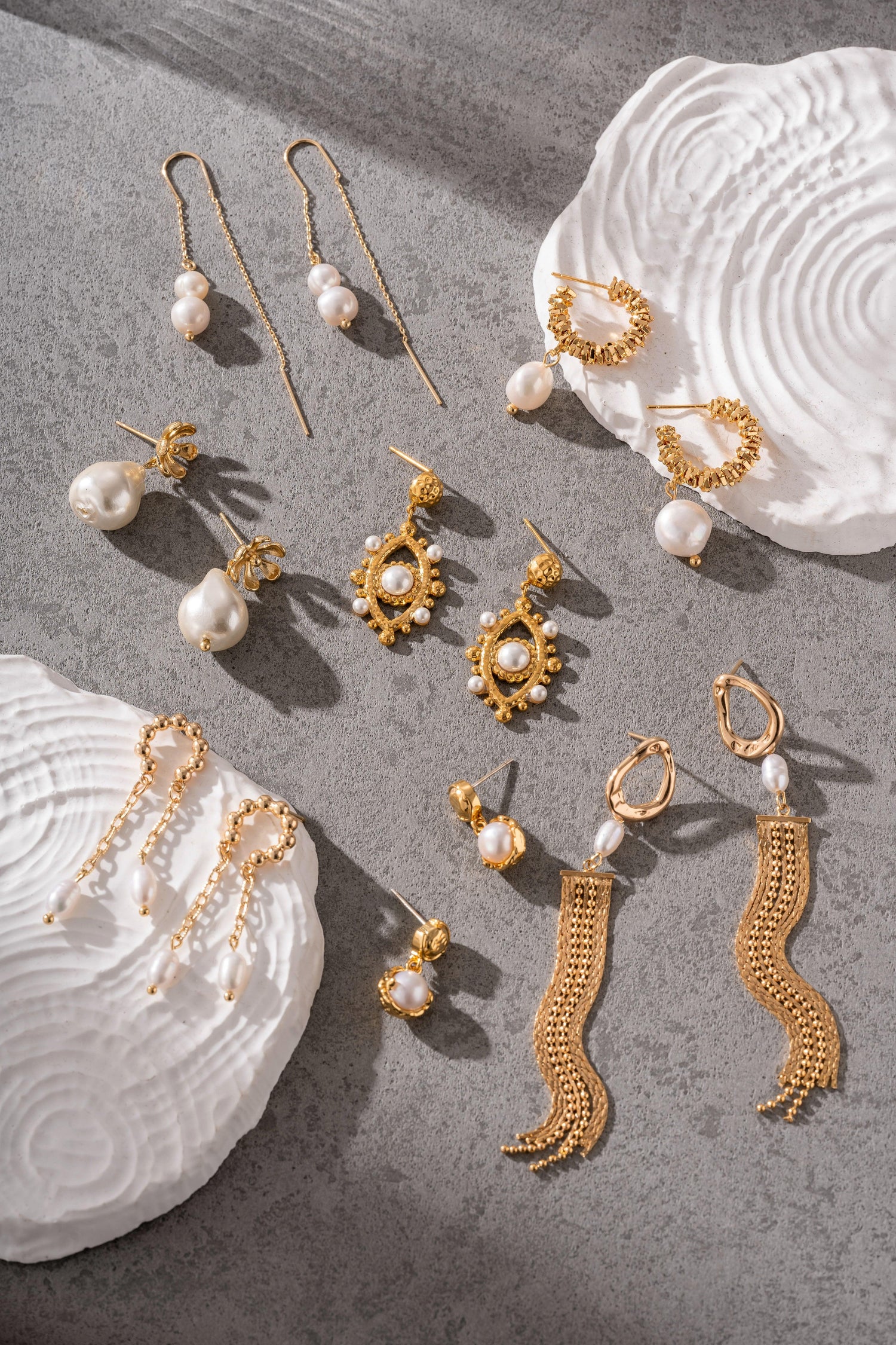 Pearl and 18K Gold Tassel Earrings - Artsory